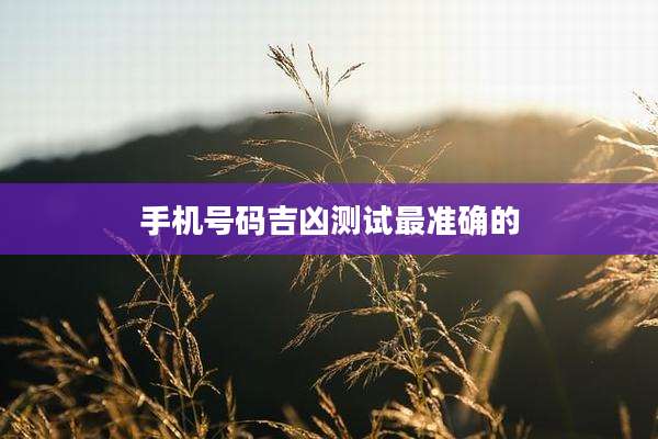 手机号码吉凶测试最准确的