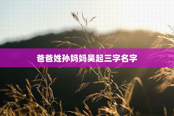 爸爸姓孙妈妈吴起三字名字