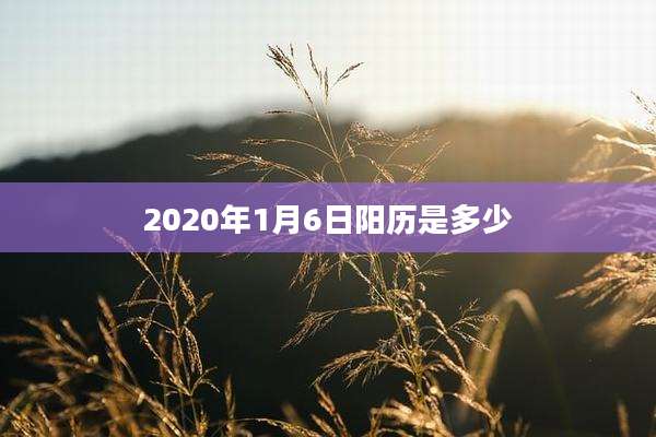 2020年1月6日阳历是多少