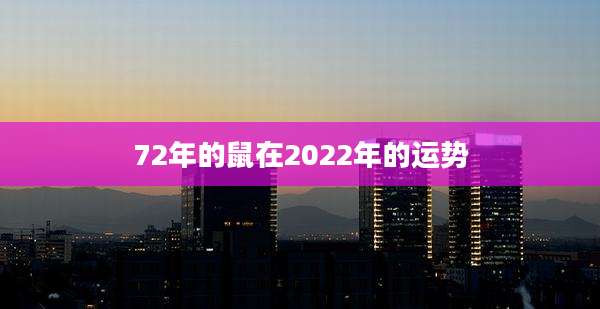 72年的鼠在2022年的运势