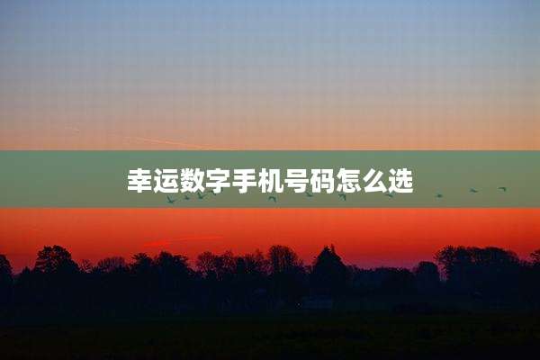 幸运数字手机号码怎么选