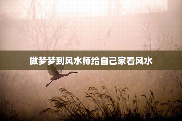 做梦梦到风水师给自己家看风水