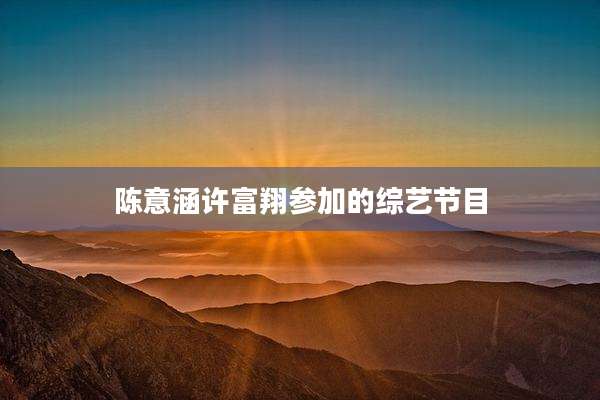 陈意涵许富翔参加的综艺节目