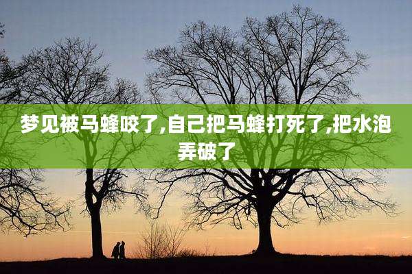梦见被马蜂咬了,自己把马蜂打死了,把水泡弄破了