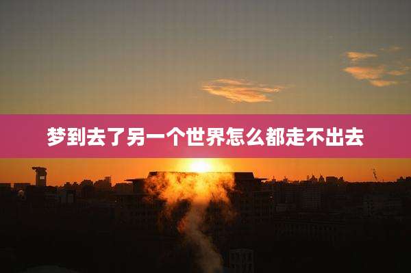 梦到去了另一个世界怎么都走不出去