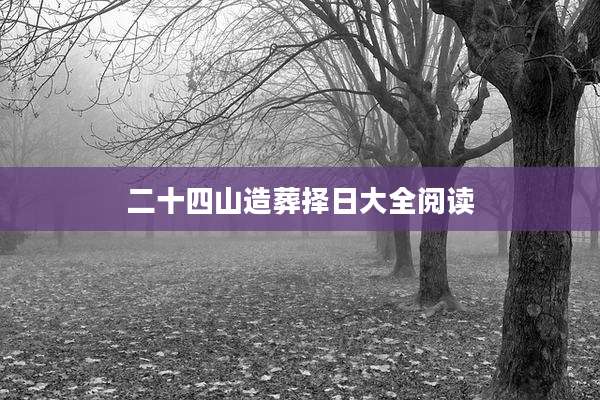 二十四山造葬择日大全阅读