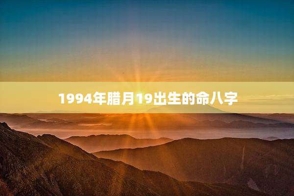 1994年腊月19出生的命八字
