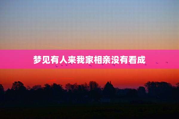 梦见有人来我家相亲没有看成
