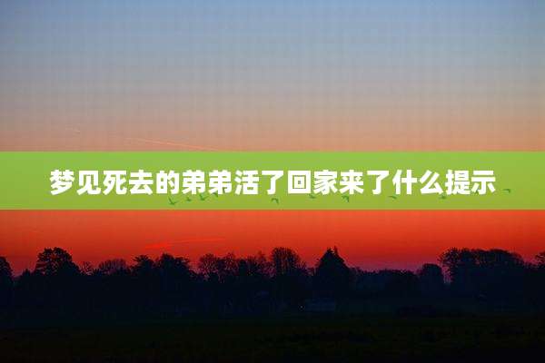 梦见死去的弟弟活了回家来了什么提示