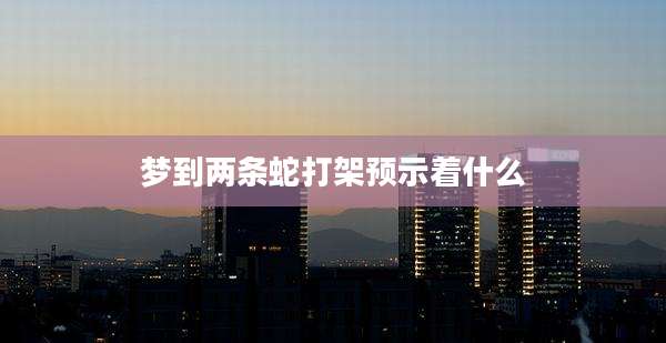 梦到两条蛇打架预示着什么