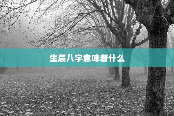 生辰八字意味着什么