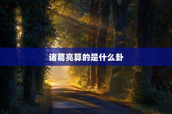 诸葛亮算的是什么卦