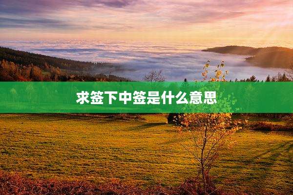 求签下中签是什么意思