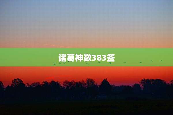 诸葛神数383签