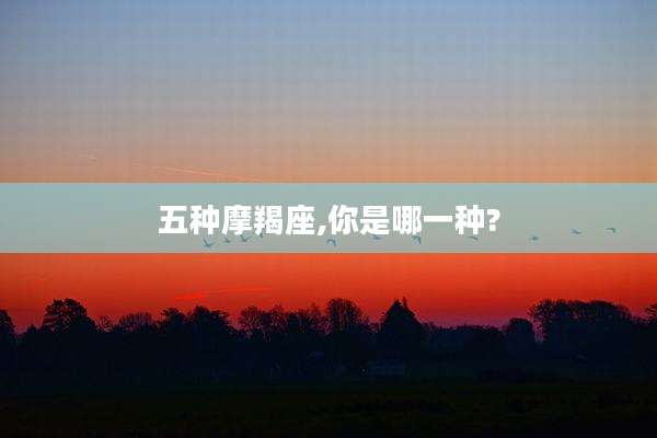 五种摩羯座,你是哪一种?