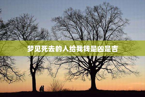 梦见死去的人给我钱是凶是吉