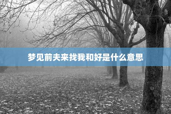 梦见前夫来找我和好是什么意思
