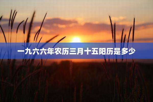 一九六六年农历三月十五阳历是多少