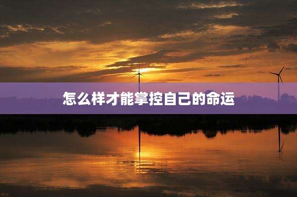 怎么样才能掌控自己的命运