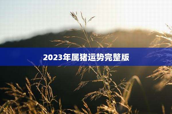 2023年属猪运势完整版