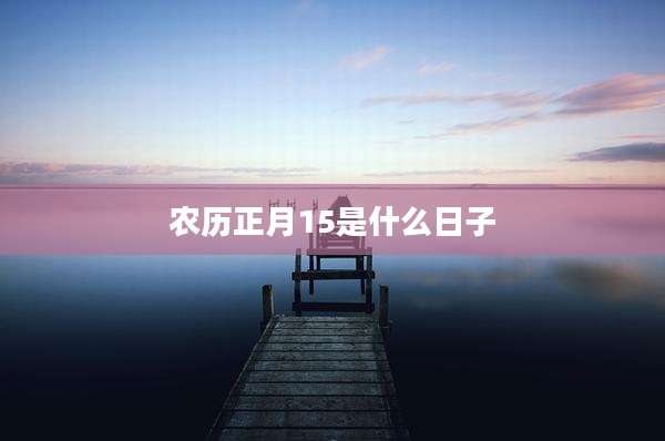 农历正月15是什么日子