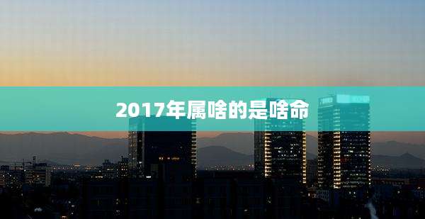 2017年属啥的是啥命