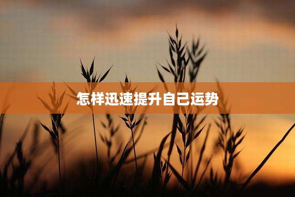 怎样迅速提升自己运势