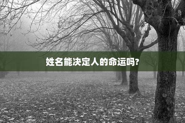 姓名能决定人的命运吗?