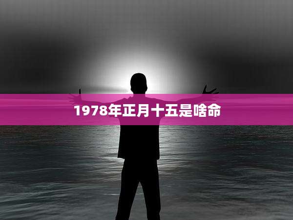 1978年正月十五是啥命