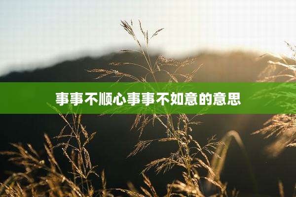 事事不顺心事事不如意的意思