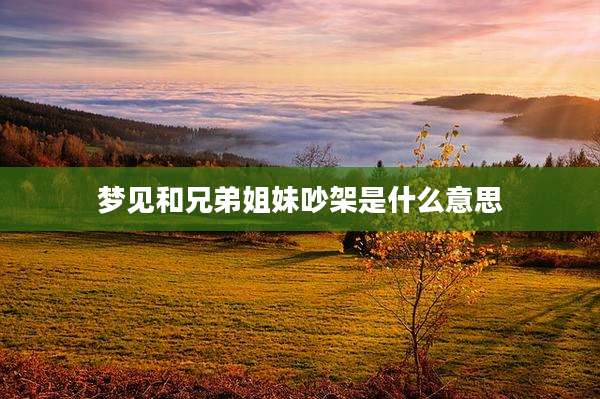 梦见和兄弟姐妹吵架是什么意思