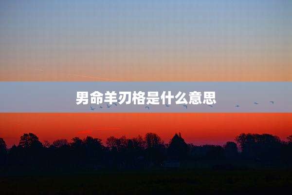 男命羊刃格是什么意思