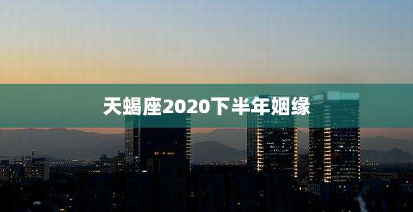 天蝎座2020下半年姻缘