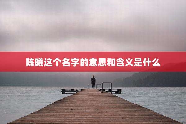 陈曦这个名字的意思和含义是什么
