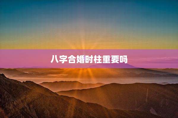 八字合婚时柱重要吗