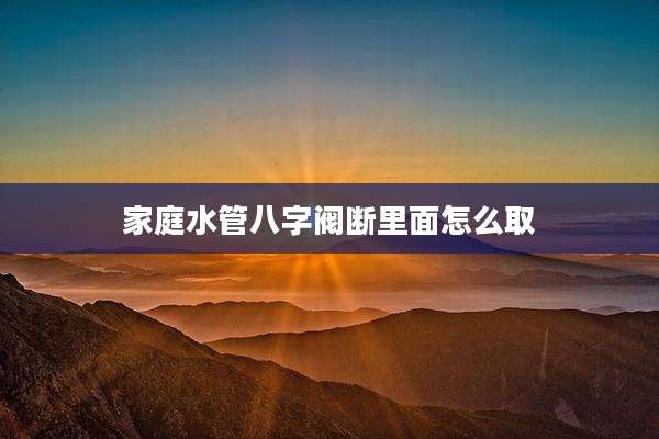 家庭水管八字阀断里面怎么取