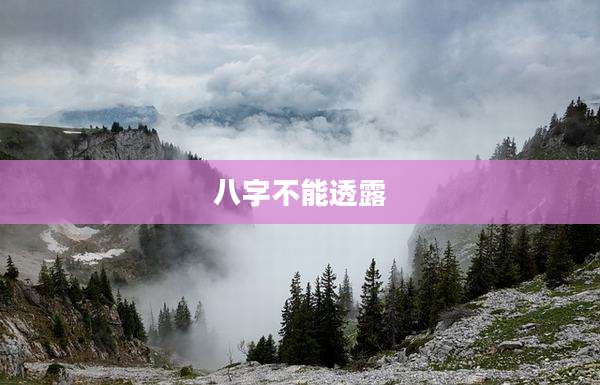 八字不能透露