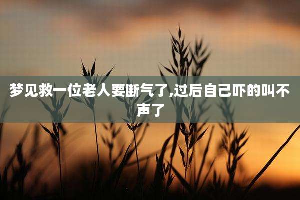 梦见救一位老人要断气了,过后自己吓的叫不声了