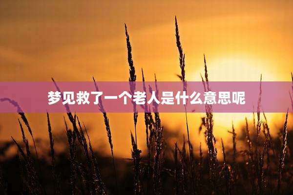 梦见救了一个老人是什么意思呢