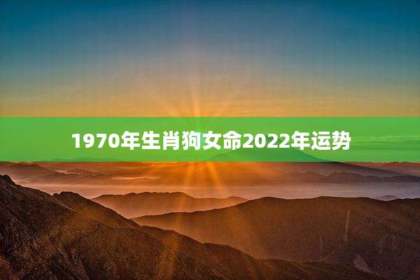 1970年生肖狗女命2022年运势