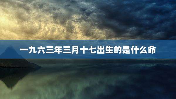 一九六三年三月十七出生的是什么命