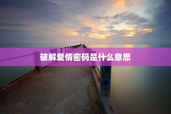 破解爱情密码是什么意思