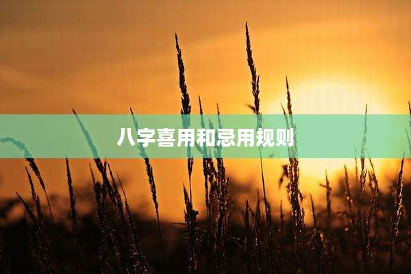 八字喜用和忌用规则