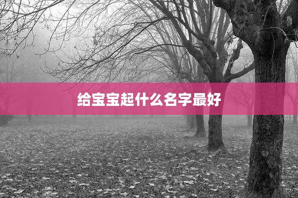 给宝宝起什么名字最好