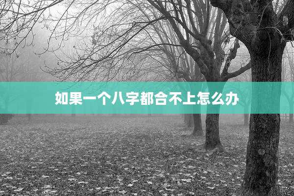 如果一个八字都合不上怎么办