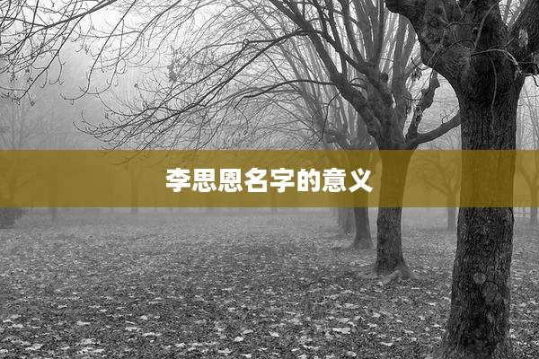 李思恩名字的意义