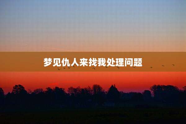 梦见仇人来找我处理问题