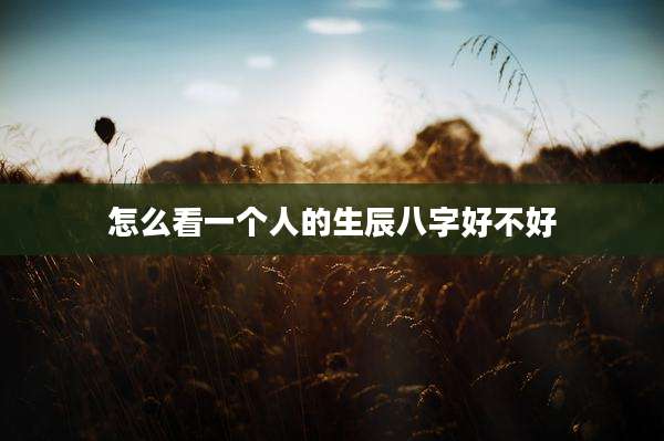怎么看一个人的生辰八字好不好