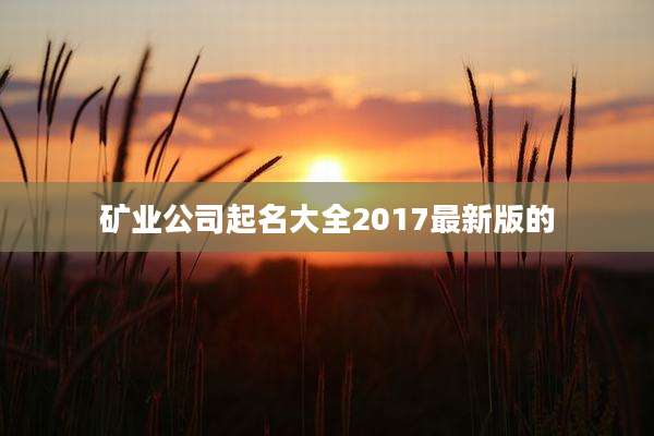矿业公司起名大全2017最新版的