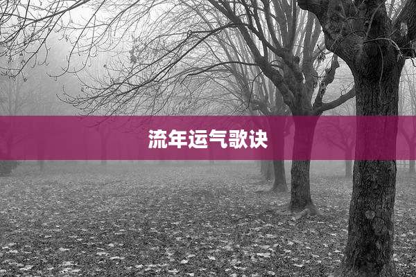 流年运气歌诀
